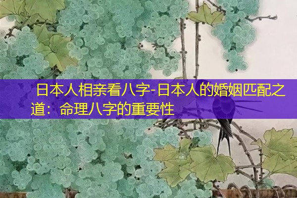  日本人相亲看八字-日本人的婚姻匹配之道：命理八字的重要性
